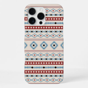 Aztec Blue Red Black Cream Mixed Motifs Pattern iPhone 16 Pro Max Case