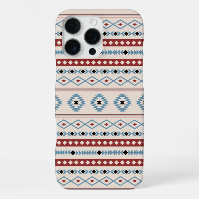 Aztec Blue Red Black Cream Mixed Motifs Pattern iPhone Case (Back)
