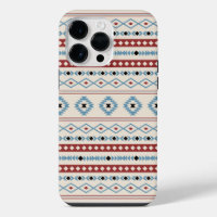 Aztec Blue Red Black Cream Mixed Motifs Pattern