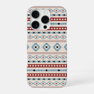 Aztec Blue Red Black Cream Mixed Motifs Pattern iPhone 16 Pro Case