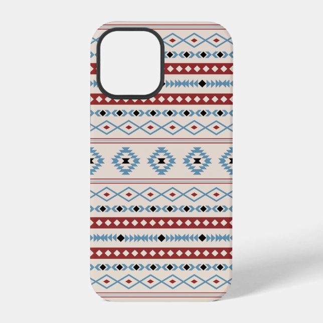 Aztec Blue Red Black Cream Mixed Motifs Pattern iPhone Case (Back)
