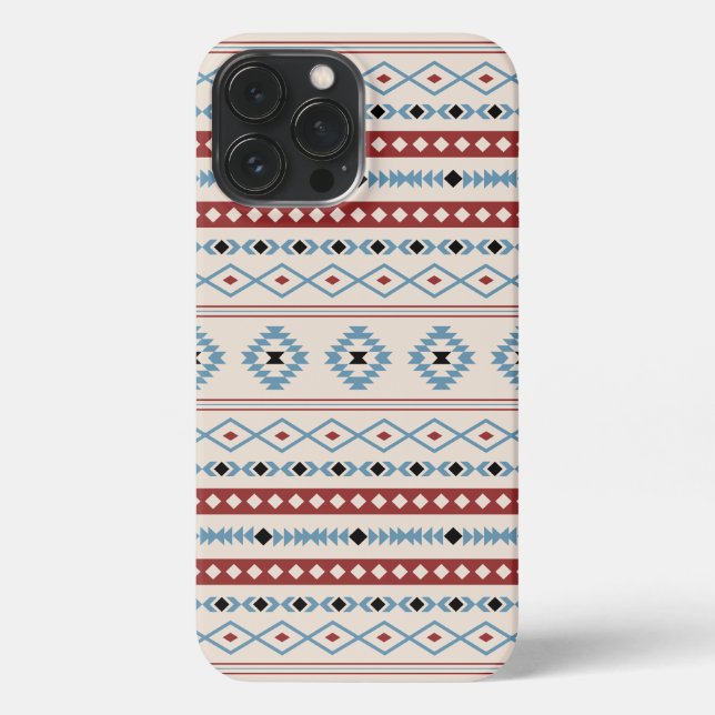 Aztec Blue Red Black Cream Mixed Motifs Pattern iPhone Case (Back)
