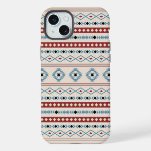 Aztec Blue Red Black Cream Mixed Motifs Pattern iPhone 15 Plus Case