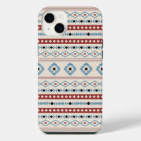 Aztec Blue Red Black Cream Mixed Motifs Pattern