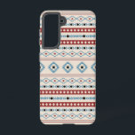 Aztec Blue Red Black Cream Mixed Motifs Pattern Samsung Galaxy Case<br><div class="desc">Aztec mixed motifs pattern in blue,  burgundy-red,  black and cream colour detail on a cream colour background design.</div>