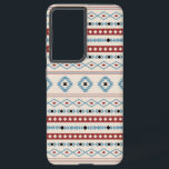 Aztec Blue Red Black Cream Mixed Motifs Pattern Samsung Galaxy Case<br><div class="desc">Aztec mixed motifs pattern in blue,  burgundy-red,  black and cream colour detail on a cream colour background design.</div>
