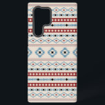 Aztec Blue Red Black Cream Mixed Motifs Pattern Samsung Galaxy Case<br><div class="desc">Aztec mixed motifs pattern in blue,  burgundy-red,  black and cream colour detail on a cream colour background design.</div>