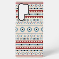 Aztec Blue Red Black Cream Mixed Motifs Pattern