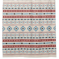 Aztec Blue Red Black Cream Mixed Motifs Pattern