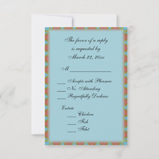 Aztec Blue with Entree Choice RSVP Card (Front)
