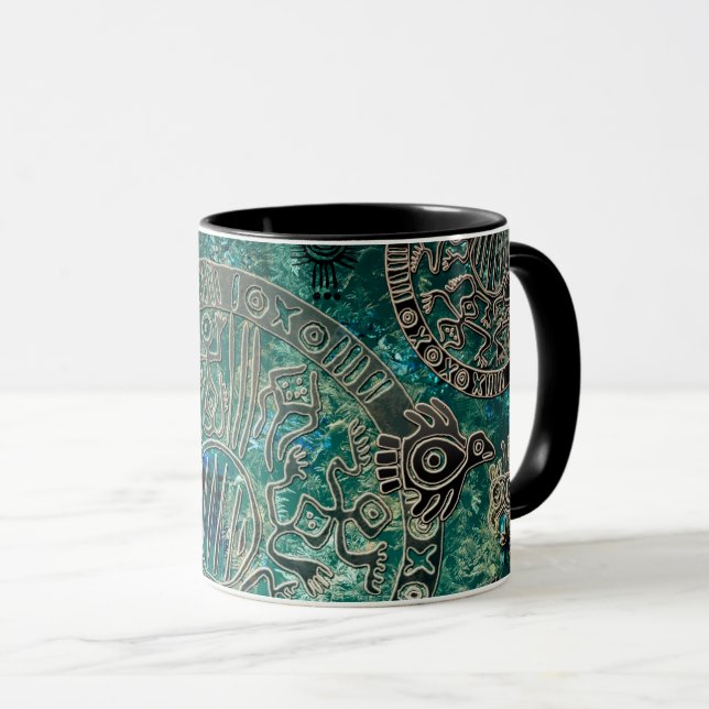 Aztec blues Black 11 oz Combo Mug (Front Right)