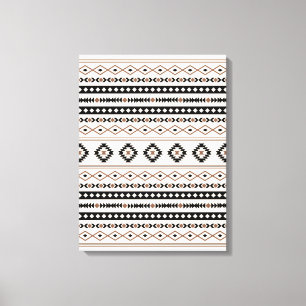Aztec Brown Black Cream Mixed Motifs Pattern Canva Canvas Print