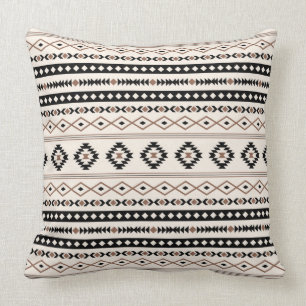 Aztec Brown Black Cream Mixed Motifs Pattern Cushion