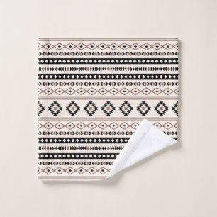 Aztec Brown Black Cream Mixed Motifs Pattern Wash Cloth
