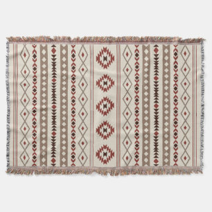 Aztec Browns Rust Cream Mixed Motifs V Pattern Throw Blanket