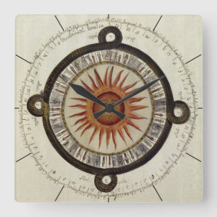 AZTEC CALENDAR   ancient Mexican chronology Square Wall Clock