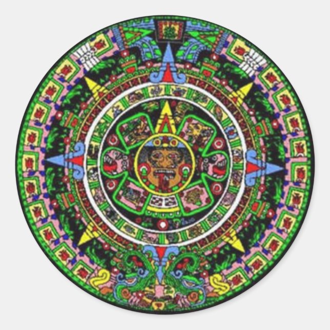 Aztec Calendar Classic Round Sticker (Front)
