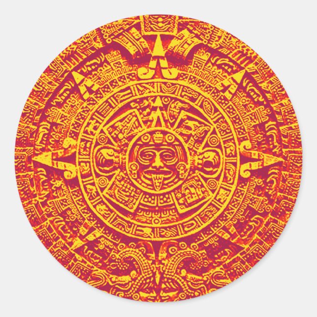 Aztec Calendar - gold Classic Round Sticker (Front)