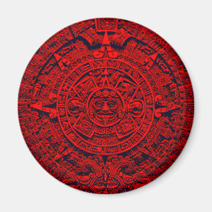 Aztec Calendar - red Magnet