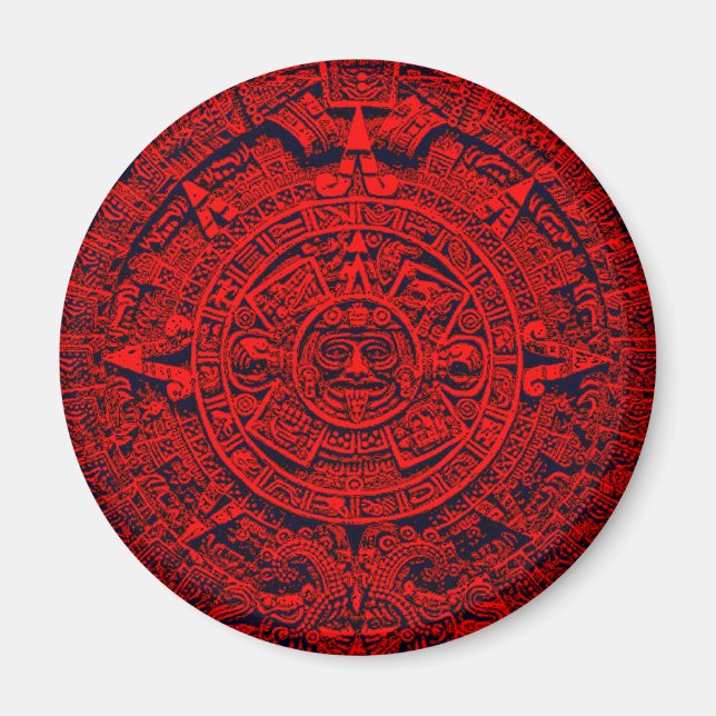 Aztec Calendar - red Magnet (Front)