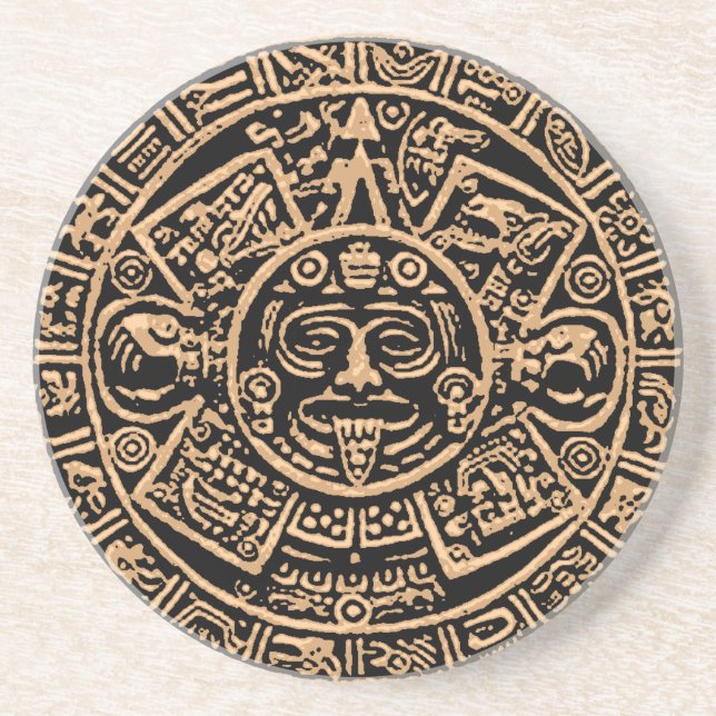 Aztec Calendar Sandstone Coaster (Front)