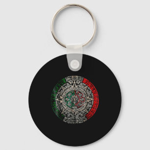 Aztec Calendar Sun Stone Mexican Art Carving Maya  Key Ring