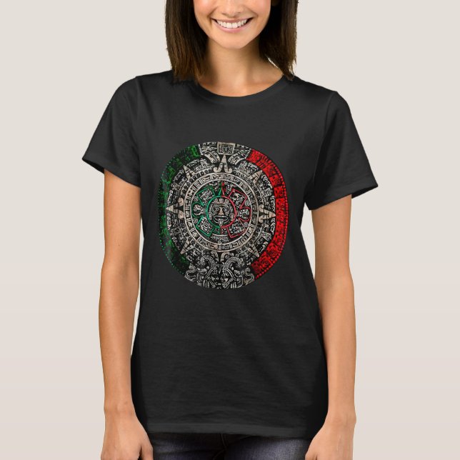 Aztec Calendar Sun Stone Mexican Art Carving Maya  T-Shirt (Front)