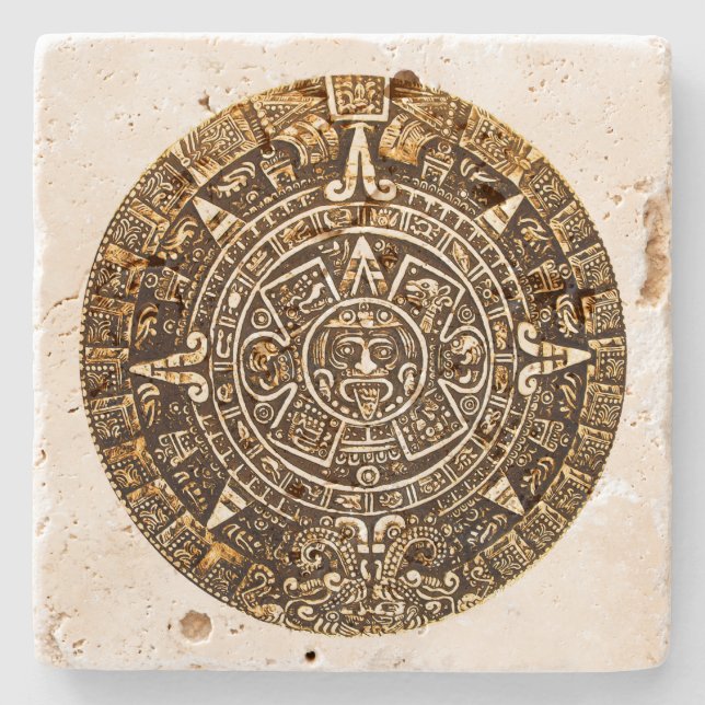 Aztec Calender Stone Coaster (Front)