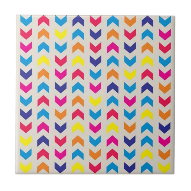 Aztec Chevron colourful Ceramic Tile (Front)