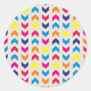 Aztec Chevron colourful Classic Round Sticker