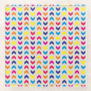 Aztec Chevron colourful Glass Coaster