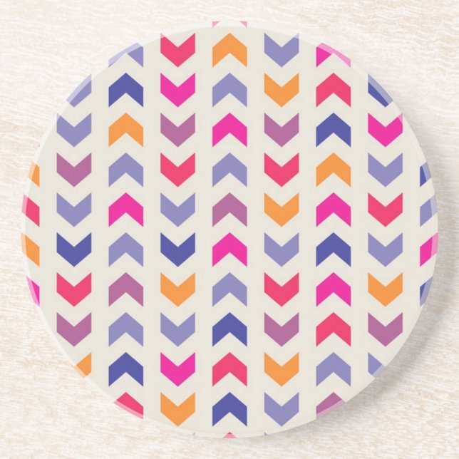 Aztec Chevron colourful pattern Coaster (Front)
