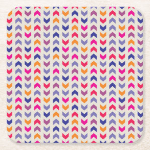 Aztec Chevron colourful pattern Square Paper Coaster