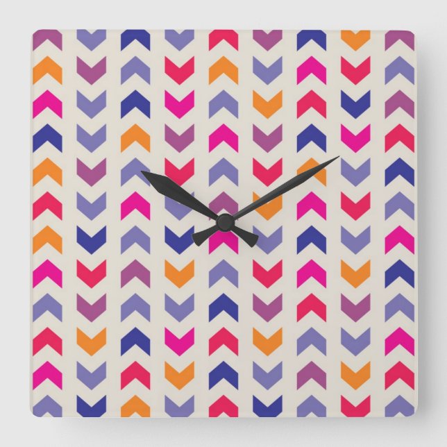 Aztec Chevron colourful pattern Square Wall Clock (Front)