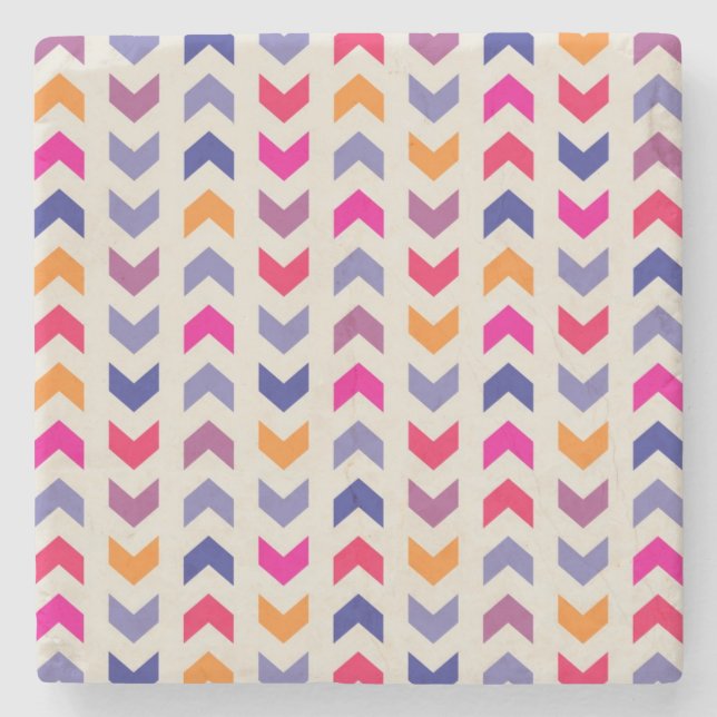 Aztec Chevron colourful pattern Stone Coaster (Front)