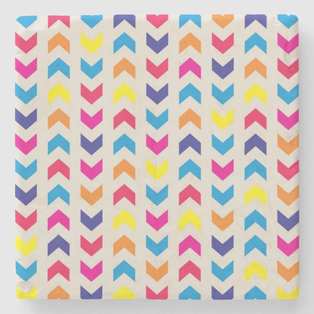 Aztec Chevron colourful Stone Coaster (Front)
