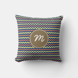 Aztec Chevron Pattern Custom Monogram Cushion