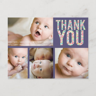 Aztec Chevron Photo Baby Thank You Post Card