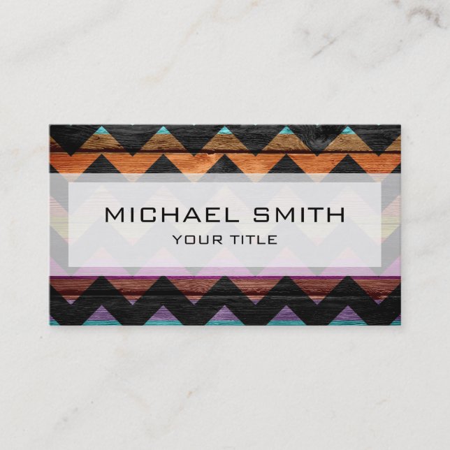 Aztec chevron zigzag pattern #3 business card (Front)