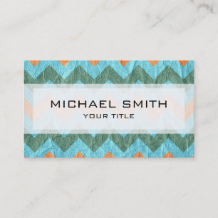 Aztec chevron zigzag pattern leather #6 business card