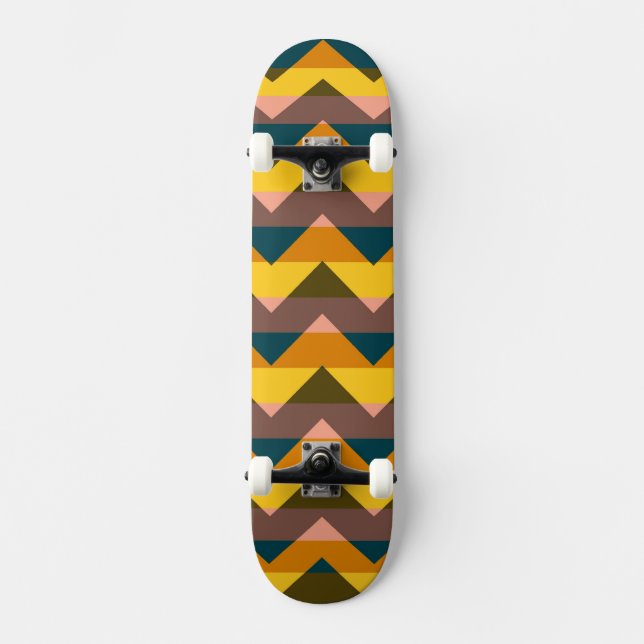 Aztec Chevron Zigzag Stripe Pattern 11 Skateboard (Front)