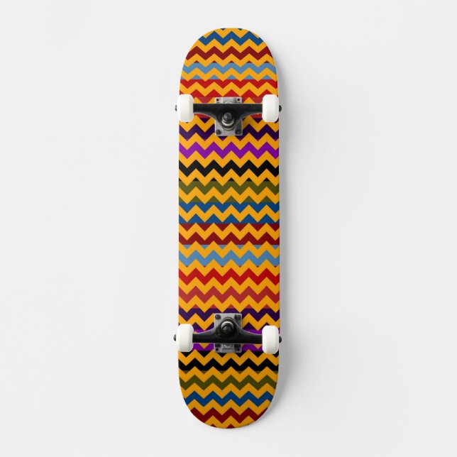 Aztec Chevron Zigzag Stripe Pattern 5 Skateboard (Front)
