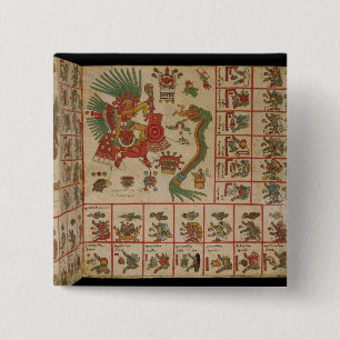 Aztec Codex Borbonicus 15 Cm Square Badge