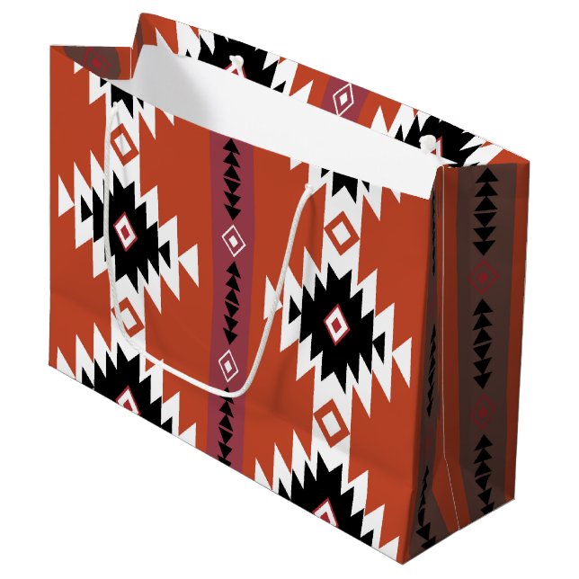 Aztec Colorful Geometric Pattern  Large Gift Bag (Front Angled)