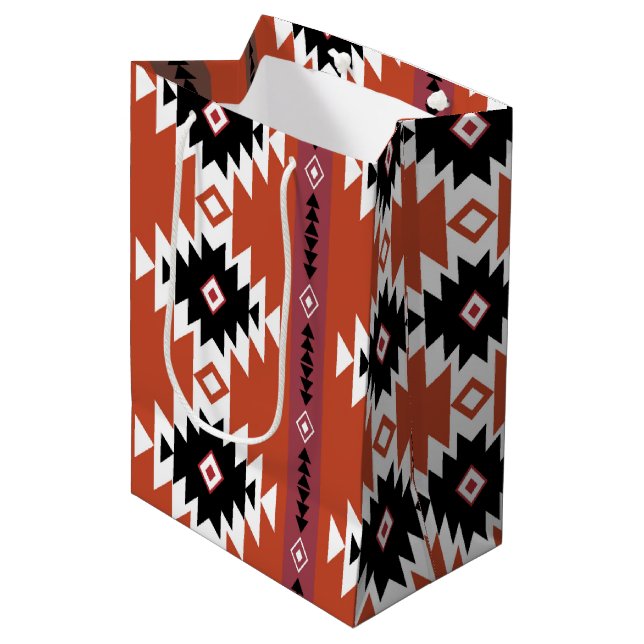 Aztec Colorful Geometric Pattern  Medium Gift Bag (Front Angled)