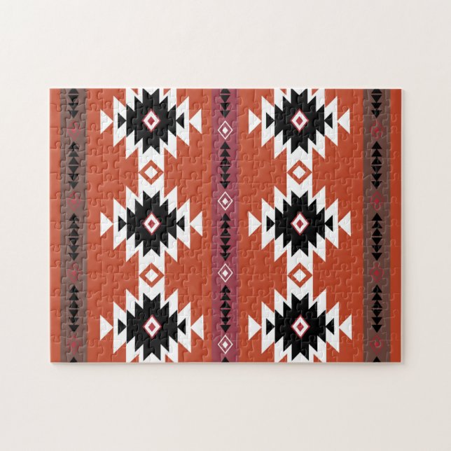 Aztec Colourful Geometric Pattern  Jigsaw Puzzle (Horizontal)