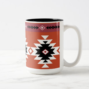 Aztec Colourful Geometric Pattern  Two-Tone Coffee Mug