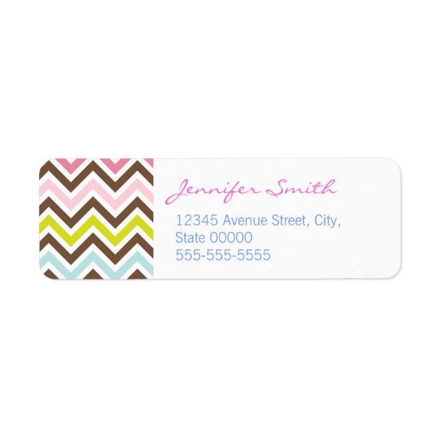 Aztec Colours - Chic Chevron Zigzag Pattern Return Address Label (Front)