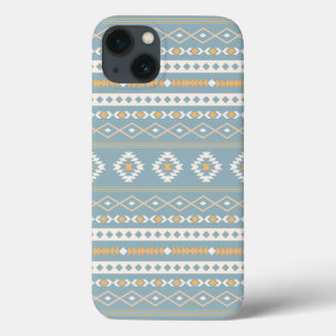 Aztec Cream Orange Blue Mixed Motif Pattern iPhone 13 Case