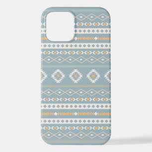 Aztec Cream Orange Blue Mixed Motif Pattern iPhone 12 Case